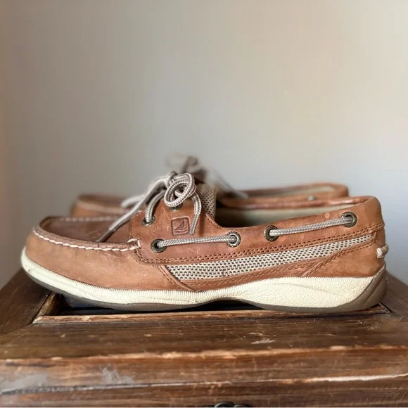 Sperry Women’s Tan Leather Slip On Loafers Boat Shoes - Picture 3 of 8